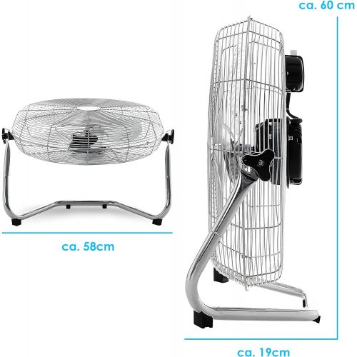  [아마존베스트]Kesser Wind Machine in Retro Style | Fan in Chrome | Floor Fan | Table Fan Floor Fan | 3 Levels | Robust Stand | Infinitely Tilting Fan Head | Chrome Silver, Ø50cm