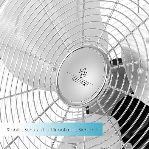  [아마존베스트]Kesser Wind Machine in Retro Style | Fan in Chrome | Floor Fan | Table Fan Floor Fan | 3 Levels | Robust Stand | Infinitely Tilting Fan Head | Chrome Silver, Ø50cm