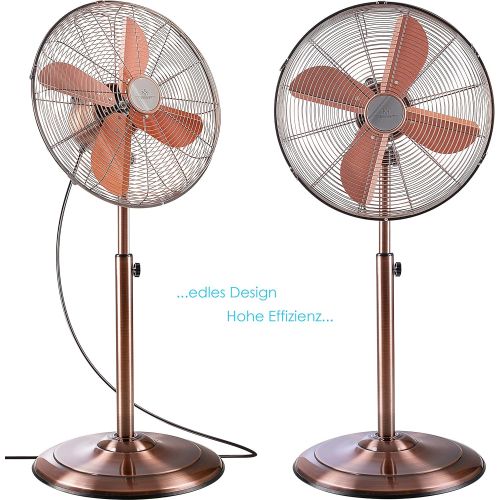  [아마존베스트]KESSER Floor Fan Metal 40 cm | Oscillation 80 Degree | Chrome Design | Height Adjustable Base | 3 Speeds | 30 Degree Tilting | Fan Stand Fan | Copper