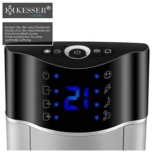  [아마존베스트]KESSER Tower Fan with Remote Control - 3 Levels - 3 Modes - 107 cm - 60 Watt - 7.5-Hour Timer - LED Lights - Standing Tower Fan - Air Cooler - 90° Oscillation