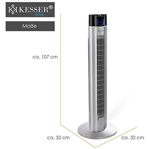  [아마존베스트]KESSER Tower Fan with Remote Control - 3 Levels - 3 Modes - 107 cm - 60 Watt - 7.5-Hour Timer - LED Lights - Standing Tower Fan - Air Cooler - 90° Oscillation