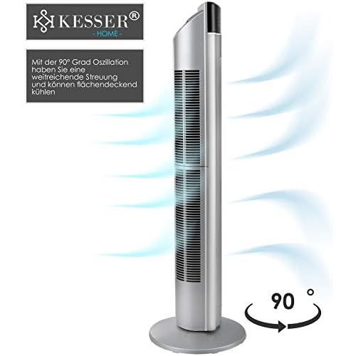  [아마존베스트]KESSER Tower Fan with Remote Control - 3 Levels - 3 Modes - 107 cm - 60 Watt - 7.5-Hour Timer - LED Lights - Standing Tower Fan - Air Cooler - 90° Oscillation