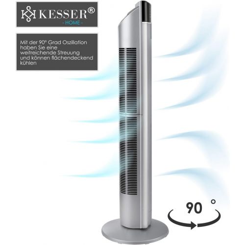  [아마존베스트]KESSER Tower Fan with Remote Control - 3 Levels - 3 Modes - 107 cm - 60 Watt - 7.5-Hour Timer - LED Lights - Standing Tower Fan - Air Cooler - 90° Oscillation