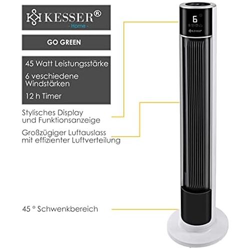  [아마존베스트]Kesser Tower Fan Remote Control Fan LED Display Pedestal Fan Air Conditioner, black