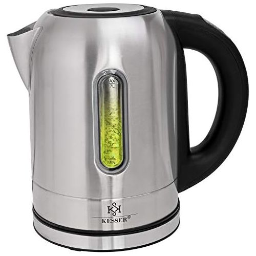  [아마존베스트]KESSER Stainless Steel Kettle 2200 W 1.7 L with LED Lighting Colour Depending on Temperature Selection, 60, 70, 80, 90, 100 °C, Limescale Filter, 2 Hours Warm Function