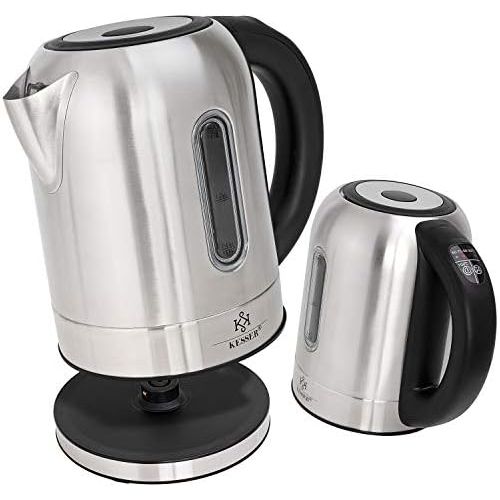  [아마존베스트]KESSER Stainless Steel Kettle 2200 W 1.7 L with LED Lighting Colour Depending on Temperature Selection, 60, 70, 80, 90, 100 °C, Limescale Filter, 2 Hours Warm Function