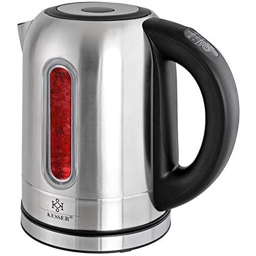  [아마존베스트]KESSER Stainless Steel Kettle 2200 W 1.7 L with LED Lighting Colour Depending on Temperature Selection, 60, 70, 80, 90, 100 °C, Limescale Filter, 2 Hours Warm Function