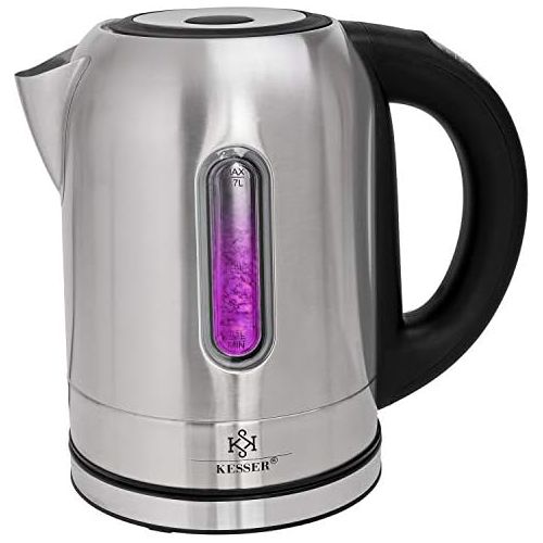  [아마존베스트]KESSER Stainless Steel Kettle 2200 W 1.7 L with LED Lighting Colour Depending on Temperature Selection, 60, 70, 80, 90, 100 °C, Limescale Filter, 2 Hours Warm Function