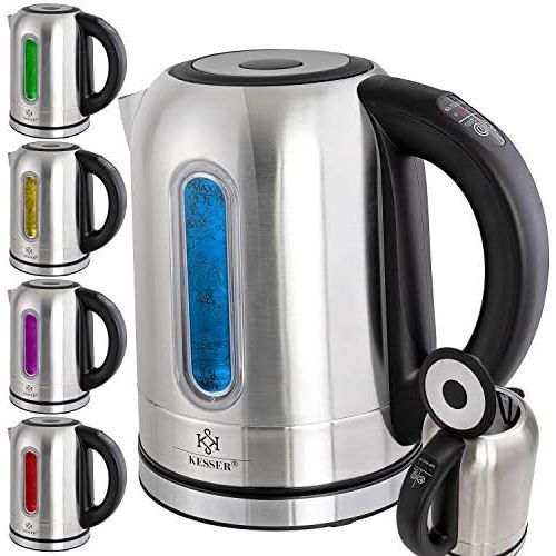  [아마존베스트]KESSER Stainless Steel Kettle 2200 W 1.7 L with LED Lighting Colour Depending on Temperature Selection, 60, 70, 80, 90, 100 °C, Limescale Filter, 2 Hours Warm Function