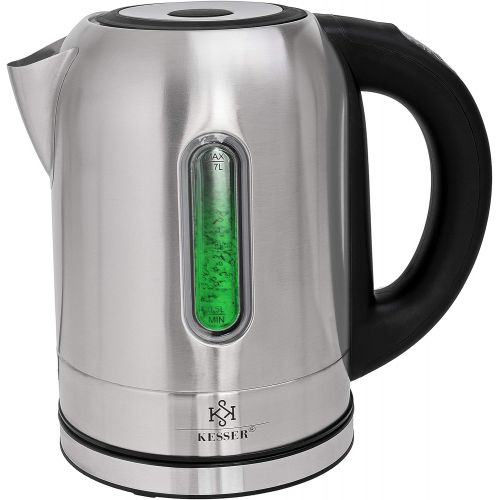  [아마존베스트]KESSER Stainless Steel Kettle 2200 W 1.7 L with LED Lighting Colour Depending on Temperature Selection, 60, 70, 80, 90, 100 °C, Limescale Filter, 2 Hours Warm Function