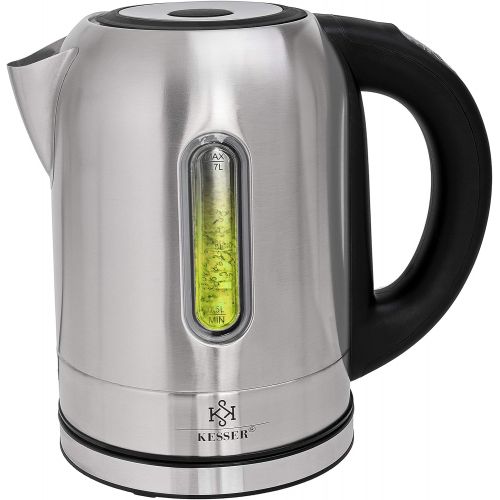  [아마존베스트]KESSER Stainless Steel Kettle 2200 W 1.7 L with LED Lighting Colour Depending on Temperature Selection, 60, 70, 80, 90, 100 °C, Limescale Filter, 2 Hours Warm Function