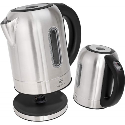  [아마존베스트]KESSER Stainless Steel Kettle 2200 W 1.7 L with LED Lighting Colour Depending on Temperature Selection, 60, 70, 80, 90, 100 °C, Limescale Filter, 2 Hours Warm Function