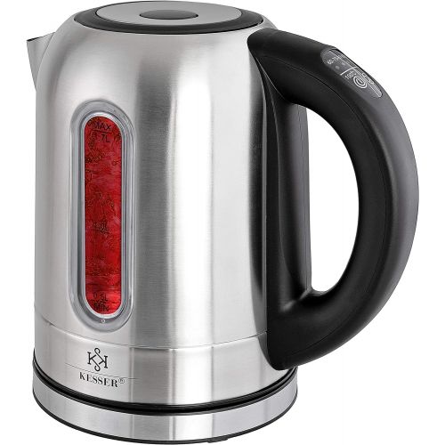  [아마존베스트]KESSER Stainless Steel Kettle 2200 W 1.7 L with LED Lighting Colour Depending on Temperature Selection, 60, 70, 80, 90, 100 °C, Limescale Filter, 2 Hours Warm Function