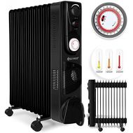 Kesser Oil Radiator Electric Heater 2500 W Oil Radiator Mobile Timer Fan Automatic Shut Off Variable Temperature Control Overheating Protection