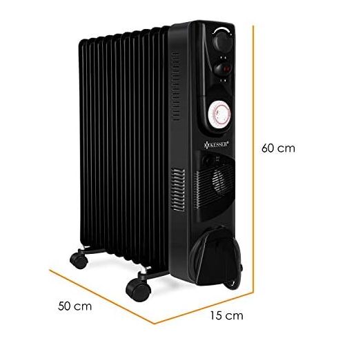  Kesser Oil Radiator Electric Heater 2500 W Oil Radiator Mobile Timer Fan Automatic Shut Off Variable Temperature Control Overheating Protection