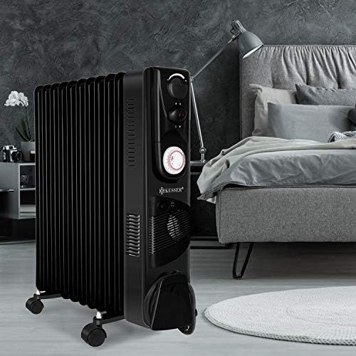  Kesser Oil Radiator Electric Heater 2500 W Oil Radiator Mobile Timer Fan Automatic Shut Off Variable Temperature Control Overheating Protection