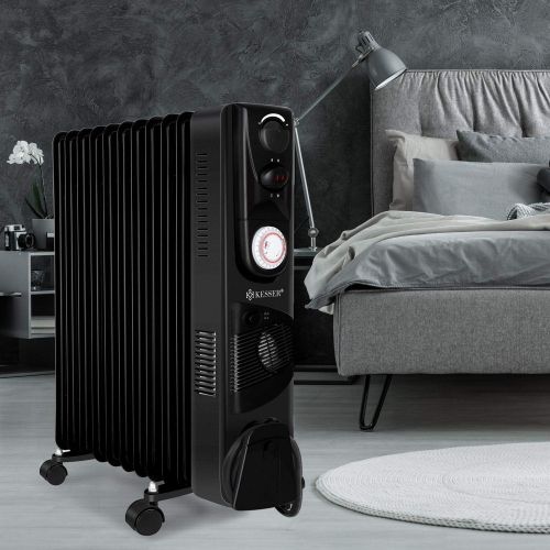  Kesser Oil Radiator Electric Heater 2500 W Oil Radiator Mobile Timer Fan Automatic Shut Off Variable Temperature Control Overheating Protection