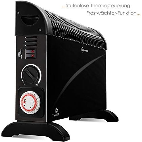  KESSER Convector 2000 Watt Heater 24 Hour Timer with Frost Guard Continuous Thermo Control Turbo Heater 3 Levels Support Grooves, black