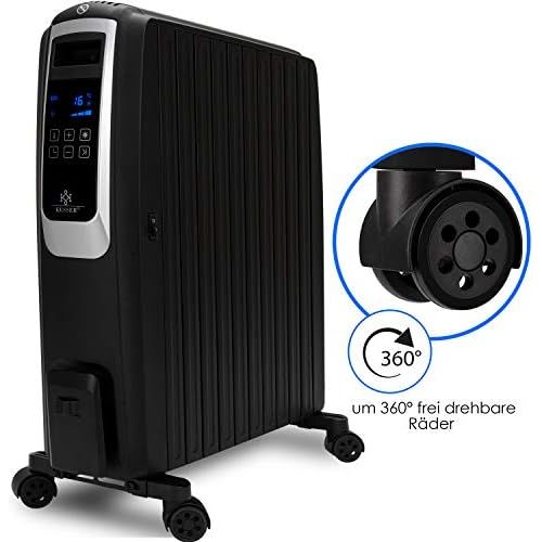  Kesser 2500 W Oil Radiator With Digital Display, Remote Control, Electric Energy Saving Radiator With 10 Ribs, Timer, 4 Heat Settings, Thermostat, Safety Shut Off Function, black