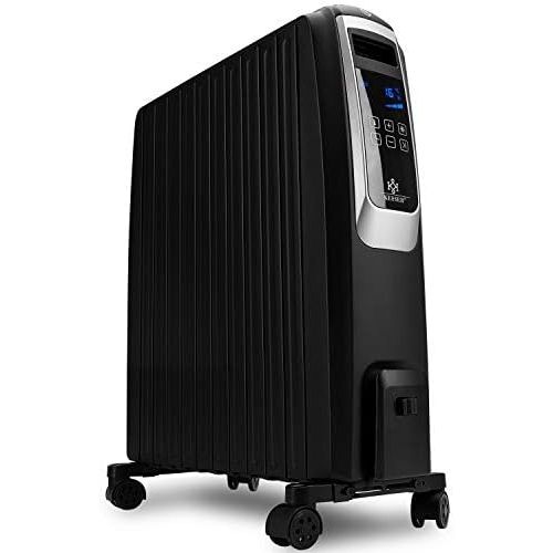  Kesser 2500 W Oil Radiator With Digital Display, Remote Control, Electric Energy Saving Radiator With 10 Ribs, Timer, 4 Heat Settings, Thermostat, Safety Shut Off Function, black