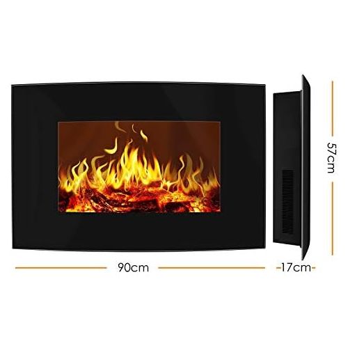  Kesser Electric Fireplace with Heater, Fireplace Wall Fireplace, Remote Control 900 W / 1800 W Electric, Decorative Fireplace Adjustable Flame Effect 5 Levels, Electric Fireplace F