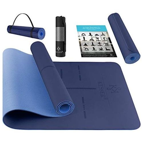  [아마존베스트]Kesser Gymnastics Mat with Carry Strap Non-Slip TPE Yoga Mat Padded & Non-Slip Fitness Mat 183 x 61 cm Training Mat for Fitness Sports Ma, Pilates and Gymnastics Workout Extra Thi