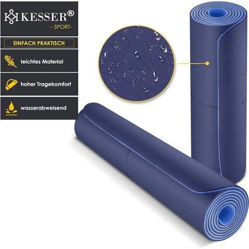  [아마존베스트]Kesser Gymnastics Mat with Carry Strap Non-Slip TPE Yoga Mat Padded & Non-Slip Fitness Mat 183 x 61 cm Training Mat for Fitness Sports Ma, Pilates and Gymnastics Workout Extra Thi