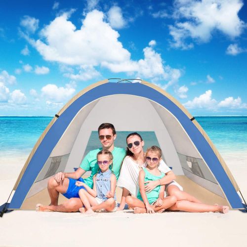  KEUMER Venustas Pop Up Beach Tent, Portable Beach Tent Automatic Sun Shelter, Lightweight Easy Setup Tents 4 Person UPF50+ Anti-UV Protection Sunshade for Family Adults