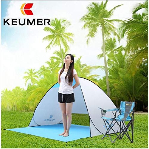  KEUMER Beach Tent Beach Umbrella Outdoor Sun Shelter Cabana Automatic Pop Up UPF 50+ Sun Shade Portable Camping Fishing Hiking Canopy Easy Setup Windproof 1-3 Person