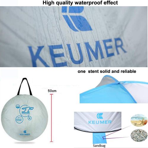  KEUMER Beach Tent Beach Umbrella Outdoor Sun Shelter Cabana Automatic Pop Up UPF 50+ Sun Shade Portable Camping Fishing Hiking Canopy Easy Setup Windproof 1-3 Person