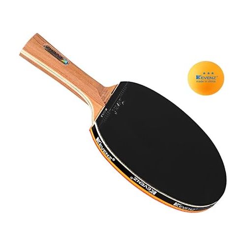  KEVENZ 2-Pack Patent Advanced Table Tennis Racket Come with Anti-Skid Handle, Wooden Blade Surrounded by Rubber