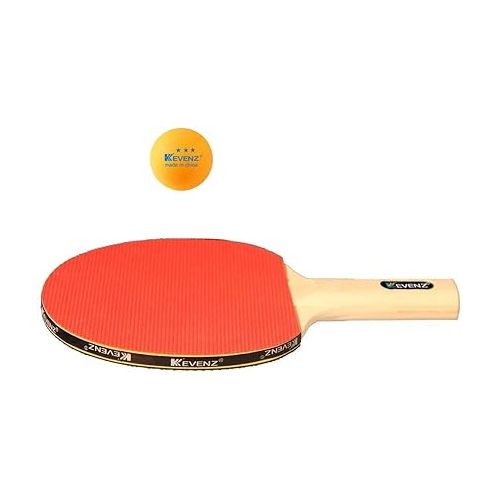  KEVENZ Ping Pong Paddle, Professional Table Tennis Racket, Patented Ping Pong Paddles with Long Handle, Family Ping Pong Racket Pack of 4