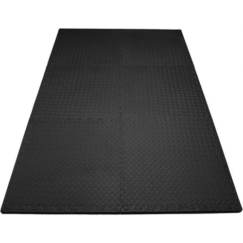  KEVENZ Foam Flooring Tiles, EVA Gym Mat for Workout, Pack of 6 Puzzle Exercise Mat for Exercise and Fitness Equipment, Interlocking Foam Floor Tiles, 1/2