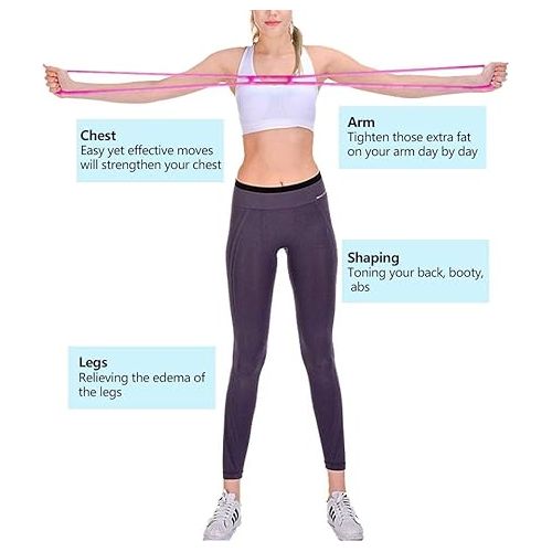  KEVENZ Resistance Loop Exercise Bands, Yoga Pull Bands, Greater Resistance, More Durable, Yoga Loop with Instruction Guide and Carrying Bag, Pink