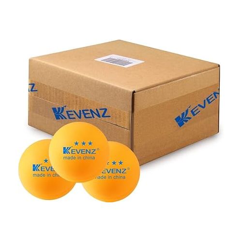  KEVENZ 120 Pack Ping Pong Balls, 3 Star Advanced Table Tennis Balls, Bulk Outdoor and Indoor Ping-Pong Ball for Training, Competition and More, Orange