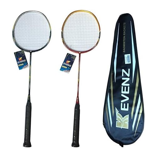  KEVENZ 2 Pack Graphite High-Grade Badminton Racquet, Professional Carbon Fiber Badminton Rackets, 1 Black and 1 Red Racket, 1 Carrying Bag