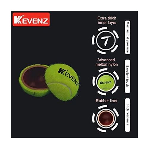  KEVENZ 6-Pack Pressurized Tennis Ball, 2 Cans with Seal Design,Advanced All Courts Balls,Highly Elasticity, More Durable, Good for Beginner Training Ball