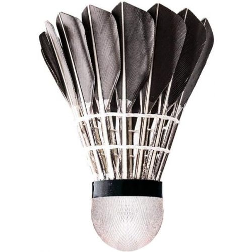 KEVENZ 12-Pack Goose Feather Badminton Shuttlecocks with Great Stability and Durability, High Speed Badminton Birdies Balls (Black)