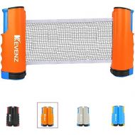 KEVENZ 1-Pack Table Tennis Net, Retractable Ping Pong Net and Post with PVC Storage Bag(Orange)