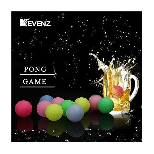  KEVENZ 60 or 120 Pack Ping Pong Balls, 40+mm Assorted Color Table Tennis Balls, Multi-Color Pong Balls for Pong Games, Arts and Craft, Party Decoration, Not for Ball Pit