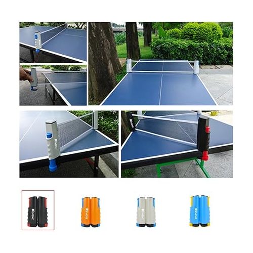  KEVENZ Retractable Table Tennis Net Replacement, Ping Pong Net and Post with PVC Storage Bag, 6 Feet(1.8M), Fits Tables Up to 2.0 inch(5.0 cm) (Black) (C1: Black Table Tennis Net)