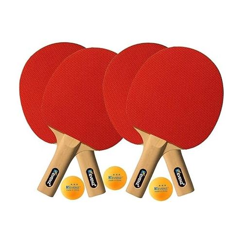  KEVENZ 3 Star Ping Pong Balls 60PK Professional Table Tennis Rackets 4PK