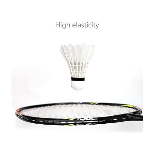  KEVENZ Badminton Racket Set, 2 Carbon Fiber Badminton Racquet, 3 Goose Feather Badminton Birdie, 2 Racket Grip and 1 Carring Bag