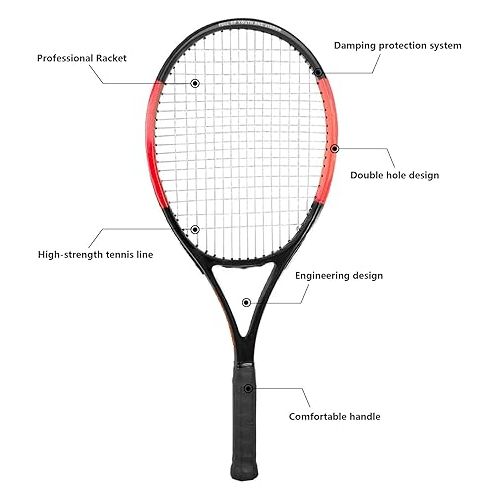  KEVENZ Tennis Racket with Carrying Bag, Professional Training Tennis Racquet for Women, Men and Adults, Lightweight and Shock Proof, Orange