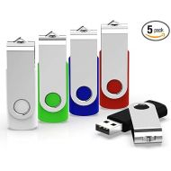 KEXIN Flash Drive 64GB USB Flash Drive 5 Pack Thumb Drive 64 GB Jump Drive USB Stick 64G Swivel Bulk Zip Drive USB 2.0, Multi-Color (Black, Blue, Green, White, Red)