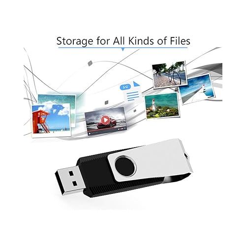  KEXIN 16GB USB Drive Bulk 50 Pack Flash Drive 16 GB USB Drive Thumb Drive Bulk Flash Drive Pack Swivel USB 2.0 (16GB, 50PCS, Black)