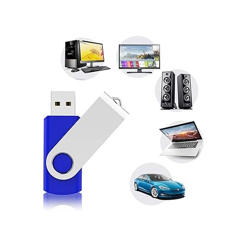  KEXIN 10 Pack 64 GB Flash Drive USB 2.0 Flash Drive 64GB Thumb Drive Jump Drive Memory Stick Data Storage Zip Drive Pen Drives, Blue