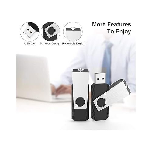  KEXIN 20 Pack 4GB USB Flash Drive Bulk Flash Drive 4 GB Thumb Drive USB Stick Bulk Flash Drives Swivel USB 2.0 Flash Drive Black