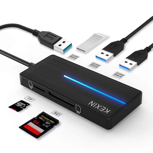  [아마존 핫딜]  [아마존핫딜]KEXIN USB Hub, Ultra Slim Extra Leich 5-in-1 USB Hubs mit 3 USB 3.0-Ports und SD/TF Kartenleser Datenuebertragung mit 5 GBit/s Geschenk fuer PC, Tablet, Windows, Mac OS, Linux (Schwa