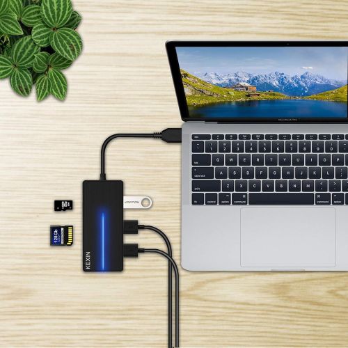  [아마존 핫딜]  [아마존핫딜]KEXIN USB Hub, Ultra Slim Extra Leich 5-in-1 USB Hubs mit 3 USB 3.0-Ports und SD/TF Kartenleser Datenuebertragung mit 5 GBit/s Geschenk fuer PC, Tablet, Windows, Mac OS, Linux (Schwa